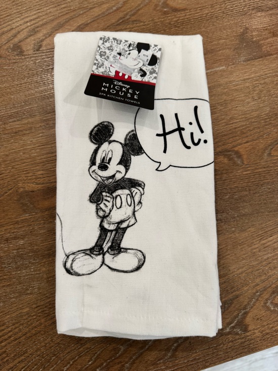 Disney Other - Mickey Mouse White Kitchen Towel - Hi Speech Bubble NWT